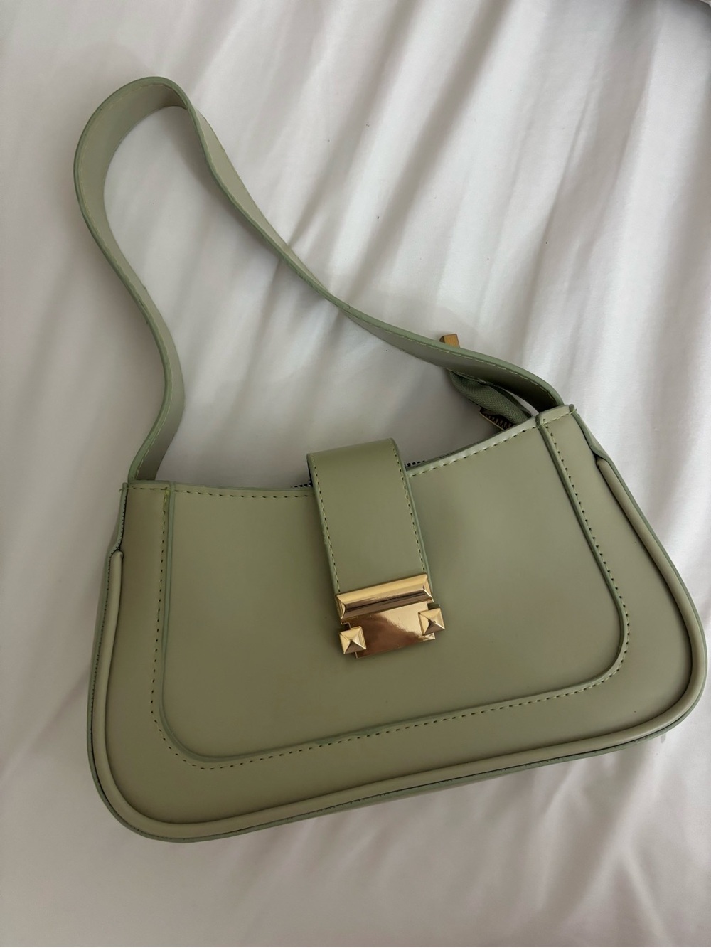 LOlive Green Shoulder Bag with Gold Hardware